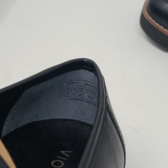 NEW Vionic Cheryl II Nappa Leather Black Loafers Size 12W Lug Sole Penny Loafers - Picture 5 of 11